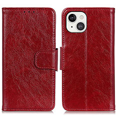 Leather Case Stands Flip Cover A02 Holder for Apple iPhone 13 Mini Red
