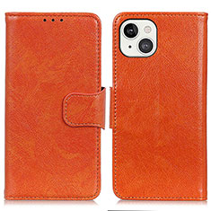 Leather Case Stands Flip Cover A02 Holder for Apple iPhone 13 Orange