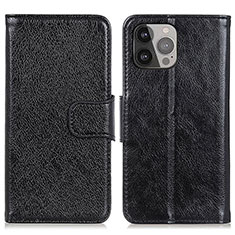 Leather Case Stands Flip Cover A02 Holder for Apple iPhone 13 Pro Black