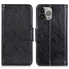 Leather Case Stands Flip Cover A02 Holder for Apple iPhone 13 Pro Max Black