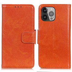 Leather Case Stands Flip Cover A02 Holder for Apple iPhone 13 Pro Max Orange