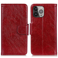 Leather Case Stands Flip Cover A02 Holder for Apple iPhone 13 Pro Max Red