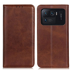 Leather Case Stands Flip Cover A02D Holder for Xiaomi Mi 11 Ultra 5G Brown