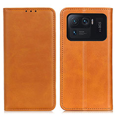 Leather Case Stands Flip Cover A02D Holder for Xiaomi Mi 11 Ultra 5G Light Brown