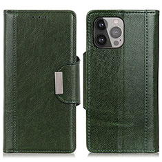 Leather Case Stands Flip Cover A03 Holder for Apple iPhone 13 Pro Green