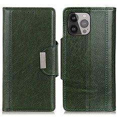 Leather Case Stands Flip Cover A03 Holder for Apple iPhone 13 Pro Max Green