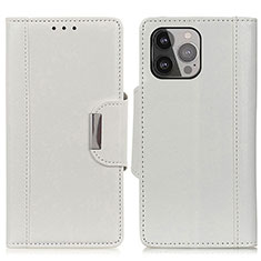 Leather Case Stands Flip Cover A03 Holder for Apple iPhone 13 Pro White