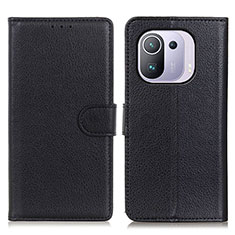 Leather Case Stands Flip Cover A03D Holder for Xiaomi Mi 11 Pro 5G Black