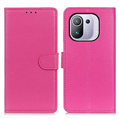 Leather Case Stands Flip Cover A03D Holder for Xiaomi Mi 11 Pro 5G Hot Pink