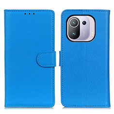 Leather Case Stands Flip Cover A03D Holder for Xiaomi Mi 11 Pro 5G Sky Blue