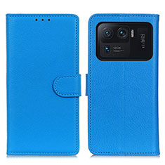 Leather Case Stands Flip Cover A03D Holder for Xiaomi Mi 11 Ultra 5G Sky Blue