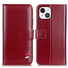 Leather Case Stands Flip Cover A04 Holder for Apple iPhone 13 Red