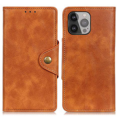 Leather Case Stands Flip Cover A05 Holder for Apple iPhone 13 Pro Brown