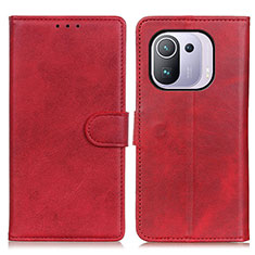 Leather Case Stands Flip Cover A05D Holder for Xiaomi Mi 11 Pro 5G Red