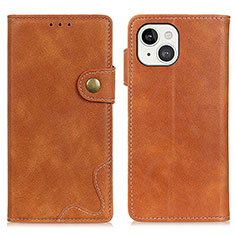 Leather Case Stands Flip Cover A06 Holder for Apple iPhone 13 Mini Brown
