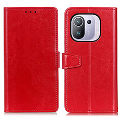 Leather Case Stands Flip Cover A06D Holder for Xiaomi Mi 11 Pro 5G Red