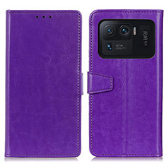 Leather Case Stands Flip Cover A06D Holder for Xiaomi Mi 11 Ultra 5G Purple