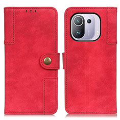 Leather Case Stands Flip Cover A07D Holder for Xiaomi Mi 11 Pro 5G Red