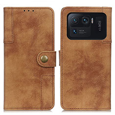 Leather Case Stands Flip Cover A07D Holder for Xiaomi Mi 11 Ultra 5G Brown