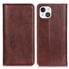 Leather Case Stands Flip Cover A08 Holder for Apple iPhone 13 Brown
