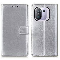 Leather Case Stands Flip Cover A08D Holder for Xiaomi Mi 11 Pro 5G Silver