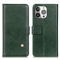 Leather Case Stands Flip Cover A09 Holder for Apple iPhone 14 Pro Green