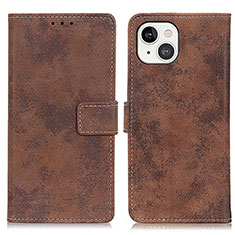 Leather Case Stands Flip Cover A10 Holder for Apple iPhone 13 Brown