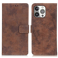 Leather Case Stands Flip Cover A10 Holder for Apple iPhone 13 Pro Brown