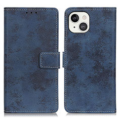 Leather Case Stands Flip Cover A10 Holder for Apple iPhone 14 Plus Blue