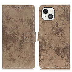 Leather Case Stands Flip Cover A10 Holder for Apple iPhone 14 Plus Khaki