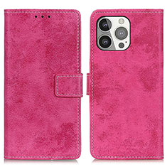 Leather Case Stands Flip Cover A10 Holder for Apple iPhone 14 Pro Hot Pink