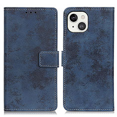 Leather Case Stands Flip Cover A10 Holder for Apple iPhone 15 Plus Blue