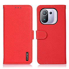 Leather Case Stands Flip Cover B01H Holder for Xiaomi Mi 11 Pro 5G Red