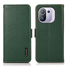 Leather Case Stands Flip Cover B03H Holder for Xiaomi Mi 11 Pro 5G Green