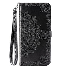 Leather Case Stands Flip Cover C01 Holder for Xiaomi Redmi Note 9 Black