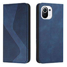 Leather Case Stands Flip Cover C02 Holder for Xiaomi Mi 11 5G Blue