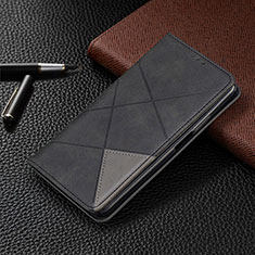 Leather Case Stands Flip Cover C02 Holder for Xiaomi Redmi Note 9 Black