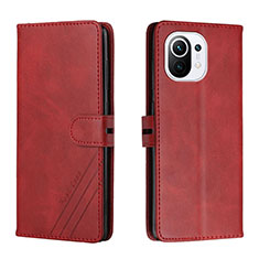 Leather Case Stands Flip Cover C03 Holder for Xiaomi Mi 11 5G Red