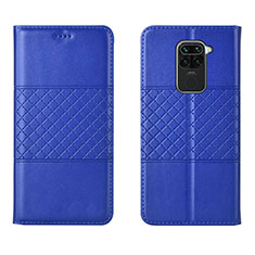 Leather Case Stands Flip Cover C03 Holder for Xiaomi Redmi Note 9 Blue