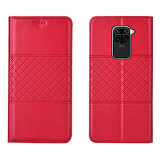 Leather Case Stands Flip Cover C03 Holder for Xiaomi Redmi Note 9 Red