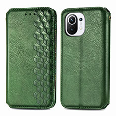 Leather Case Stands Flip Cover C04 Holder for Xiaomi Mi 11 Lite 5G Green