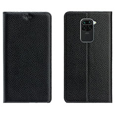 Leather Case Stands Flip Cover C04 Holder for Xiaomi Redmi Note 9 Black