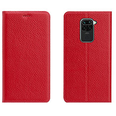 Leather Case Stands Flip Cover C04 Holder for Xiaomi Redmi Note 9 Red