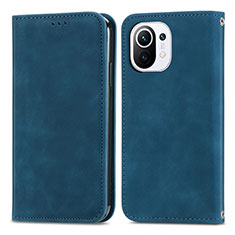 Leather Case Stands Flip Cover C05 Holder for Xiaomi Mi 11 Lite 5G Blue