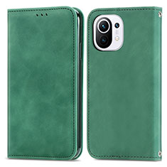 Leather Case Stands Flip Cover C05 Holder for Xiaomi Mi 11 Lite 5G Green