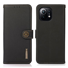 Leather Case Stands Flip Cover C07 Holder for Xiaomi Mi 11 5G Black