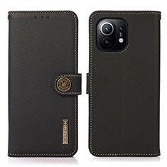 Leather Case Stands Flip Cover C07 Holder for Xiaomi Mi 11 Lite 4G Black