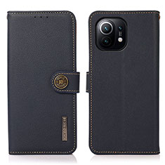 Leather Case Stands Flip Cover C07 Holder for Xiaomi Mi 11 Lite 4G Blue