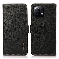 Leather Case Stands Flip Cover C08 Holder for Xiaomi Mi 11 5G Black