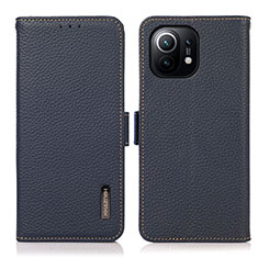 Leather Case Stands Flip Cover C08 Holder for Xiaomi Mi 11 Lite 4G Blue